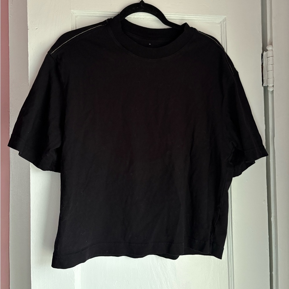 Everlane Black Organic Cotton Boxy T-Shirt XS Minimalist Crew Neck Tee